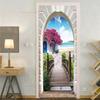 Sea Beach Door Decoration Stickers Bedroom Entrance Boys Girls Room 3d Wallpaper Natural Scenery Self-adhesive Home Wall Decals
