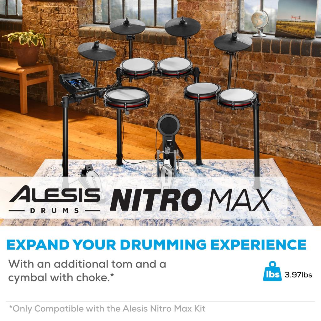 Пакет расширения для электронной ударной установки Alesis Nitro Max Kit Сетчатый том-пэд 10-дюймовая тарелка с функцией заглушения Соединительный кабель Пакет расширения Nitro Max