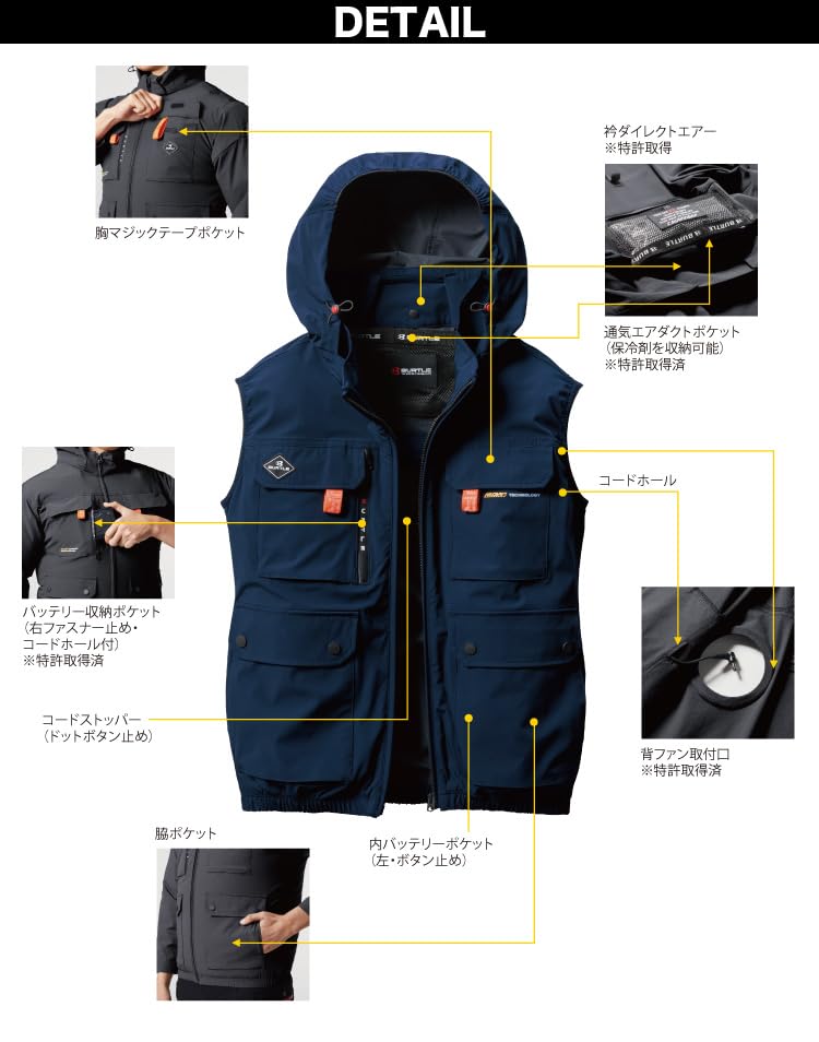 BURTLE AC2034 Air Craft AC UV with Eco Bag Ash [HOTNET] Vest, Protection, (Size 60, Gray, Medium) <005-ac2034-Eco>