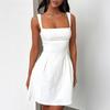 Летние женские платья Милое и пикантное элегантное однотонное короткое платье с бретелью через шею