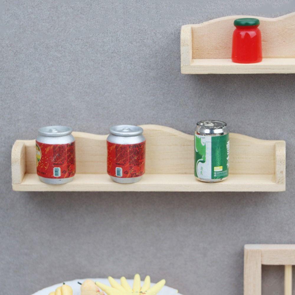 Wooden Dollhouse Storage Rack Miniature Dollhouse Wooden Shelf Furniture  Living Room