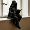 Skeleton Reader Figurine Gothic Dark Fantasy Figure, Reading Book Statue, Academy Bookshelf Ornament Home Decor for Library Office Study Room