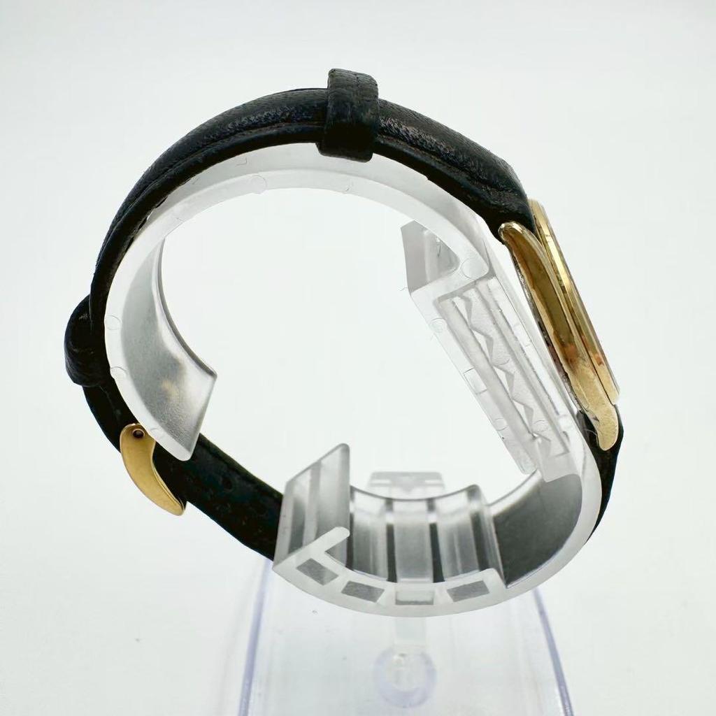 [USED] SEIKO EXCELINE Round Gold Leather Strap Watch