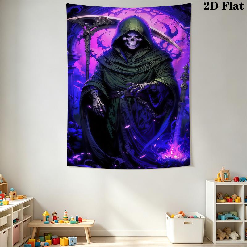 Dark Reaper Tapestry Mystic Guardian Tapestry Background Cloth Fashion Print Wall Covering Decoration Background Wall Hanging Cloth Christmas Gift
