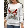 Autumn Winter Casual Women's Christmas 3D Print Elegant T-shirt Loose O-Neck Retro Temperament Daily Pullover Blouse Femme Shirt