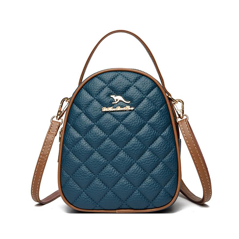 Emgrand Kangaroo Soft Leather Embroidery Thread Small Bag Three-layer Women's Bag 2025 New Versatile Mobile Phone Bag Mini Messenger Bag