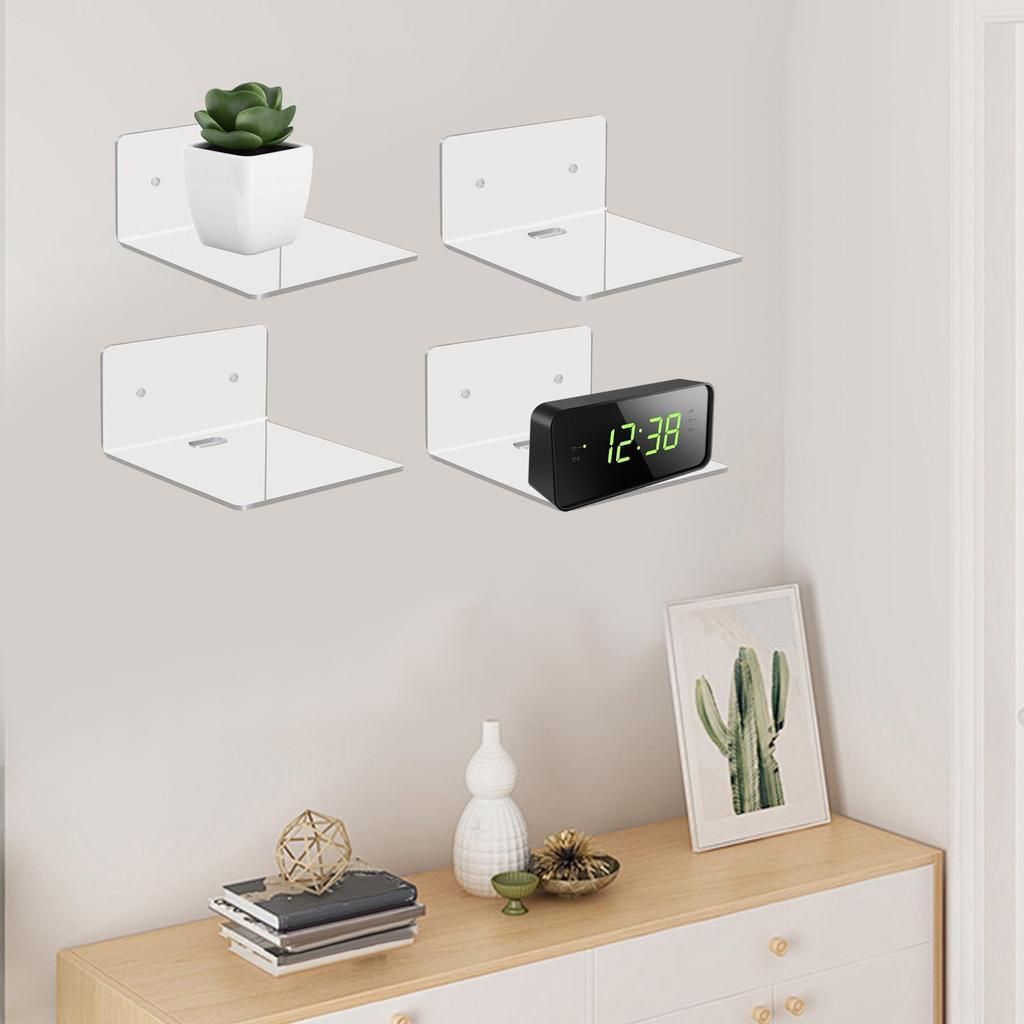 4x Wall Mounted Shelves,Hanging Rack Board Organizer,Acrylic Shelves,Small Shelves,for Bedroom