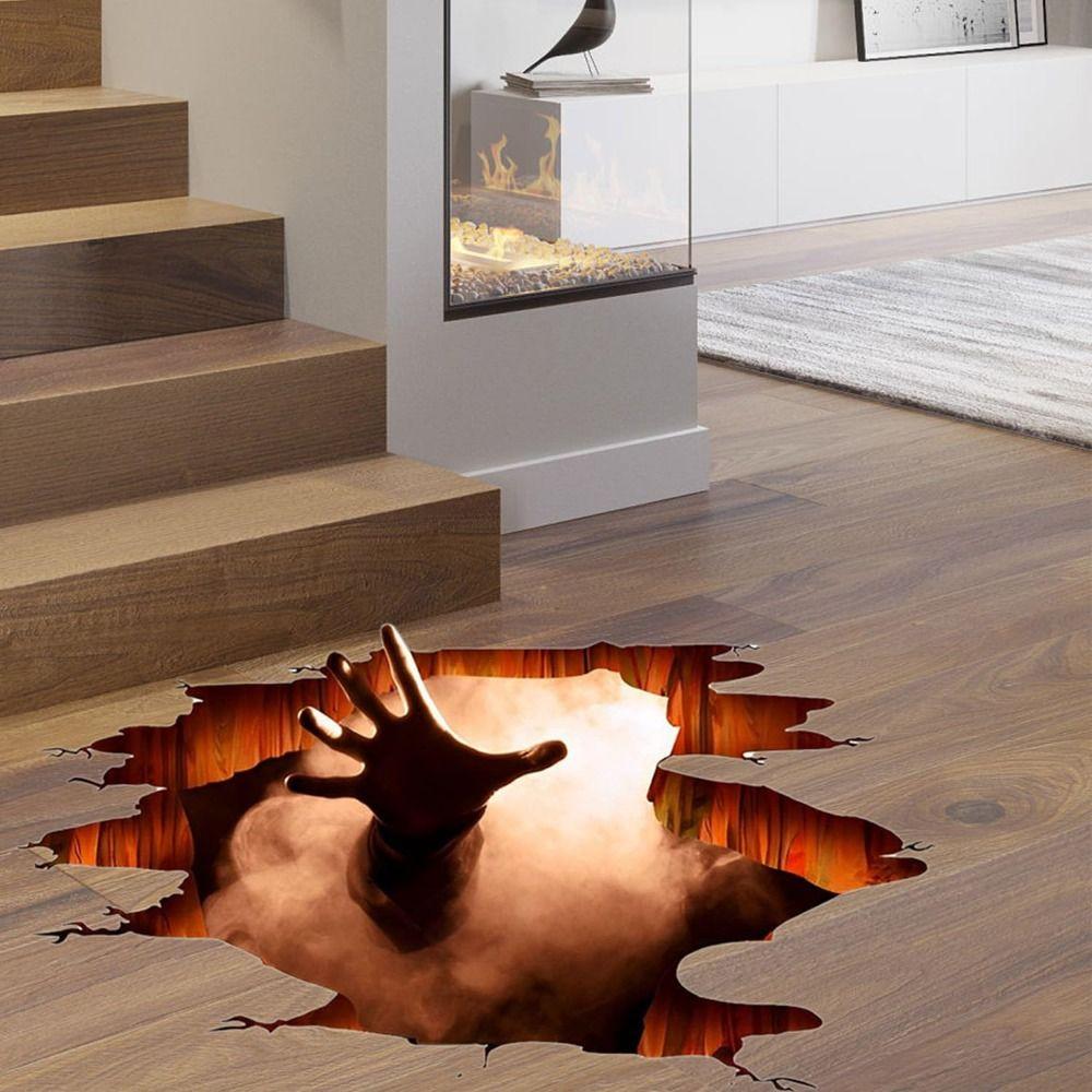 Водонепроницаемые 3D наклейки на пол из ПВХ с царапающей рукой призрака, украшения для гостиной, спальни