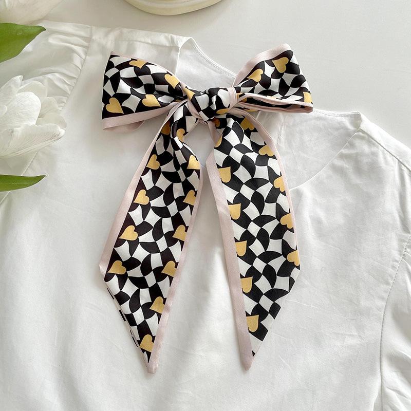 Long Silk Scarf, High-end New Versatile Hair Tie Streamer, Atmosphere Ribbon, Spring and Summer Decorative Scarf, Tied Bag Streamer