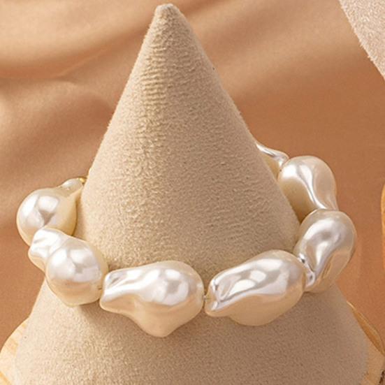 Женский Колье Серьги Браслет из Искусственного Жемчуга Винтажное Французское Свадебное Вечеринка Невеста Большой Искусственный Жемчуг Барокко Колье-Заявление Бижутерия