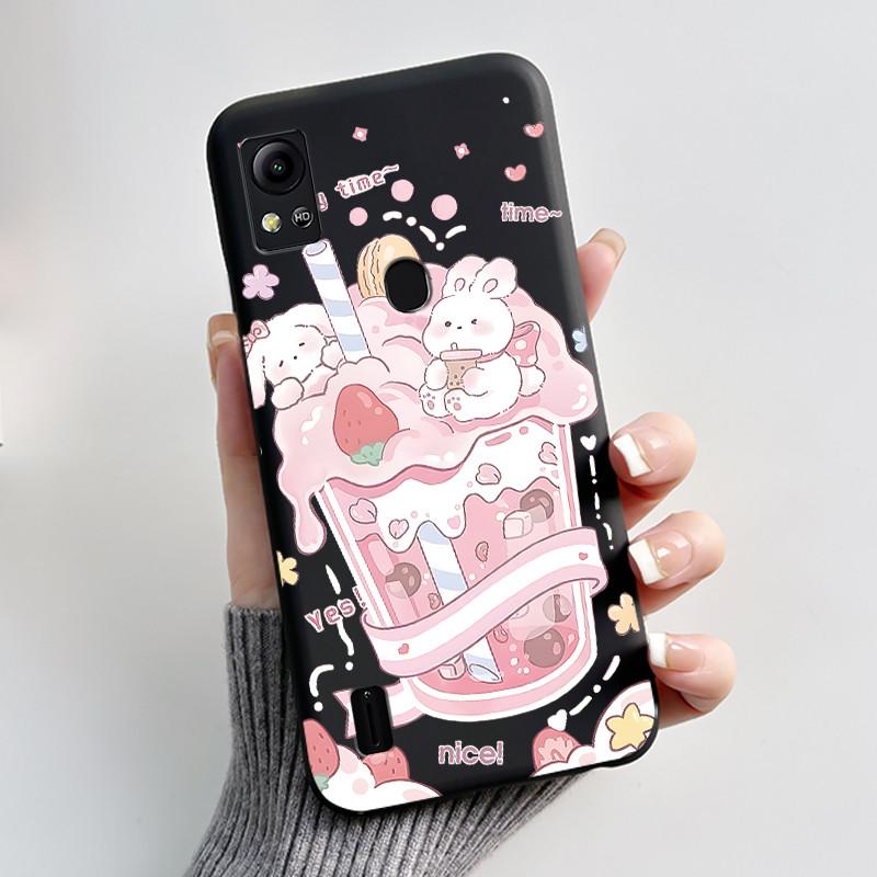For Cricket Icon 5 Case AT&T Motivate 4 (SL112A/SL112C) Back Cover Luxury Cute Love Rabbit Funny Black Soft Silicone Phone Case