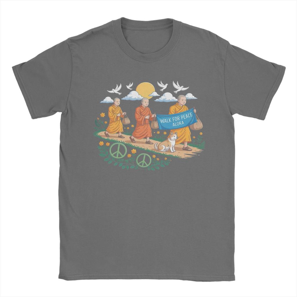 Walk for Peace Aloka Buddhist Monks T Shirts Unisex Womens Cotton Cool TShirt Tees Short Sleeve Clothes Birthday Present