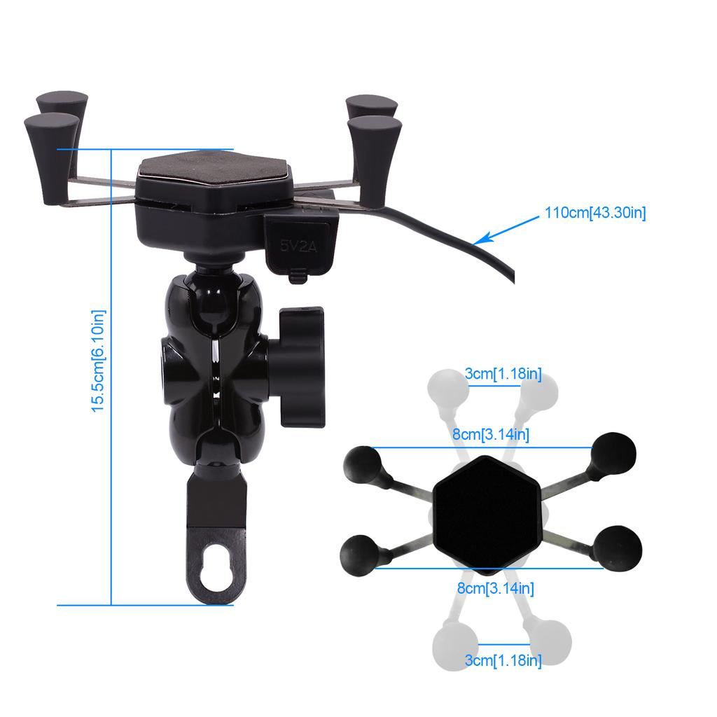 X-shaped Waterproof 9V To 24V USB Motorcycle Bracket Motorcycle Charger