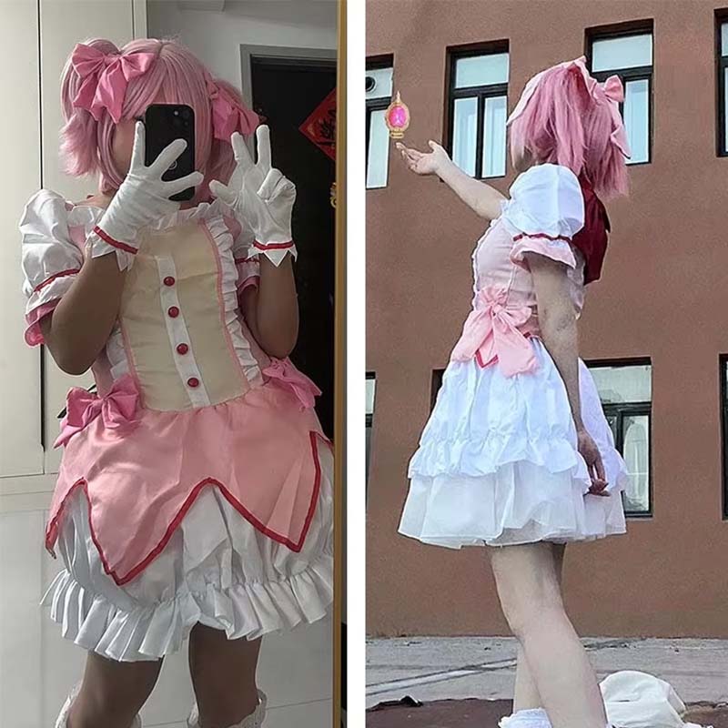 Костюм для косплея Канамэ Мадоки, аниме Madoka Magica, школьная форма Хомуры, платье с чокером, перчатки, носки, костюмы на Хэллоуин