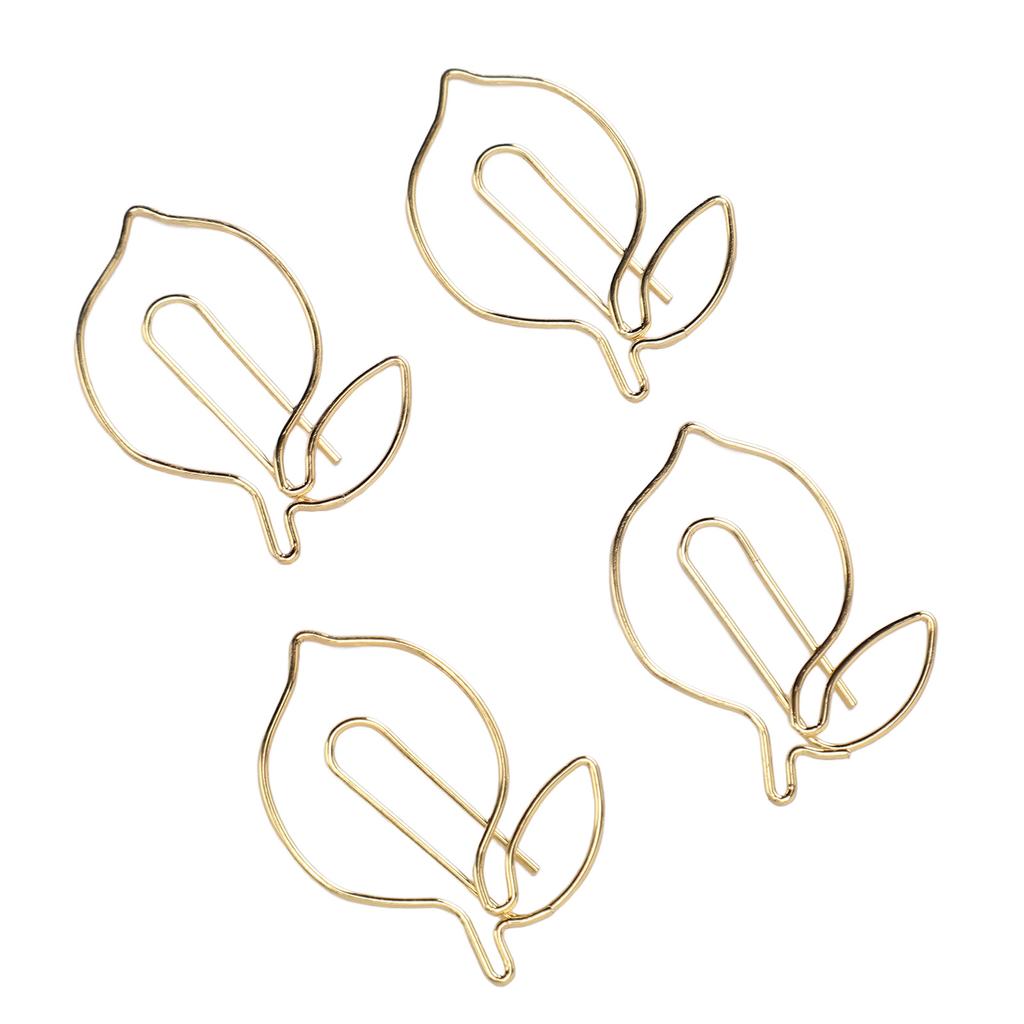 100 Pcs Paper Clip Gold Cute Lemon Shaped Bookmark Clips with Transparent Box for Office School Home Use