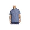 Solid Color Logo Embroidered Fashion Comfortable Sports Casual Short Sleeve Shirt Men Shirts Diffuse-Blue DX3340-491