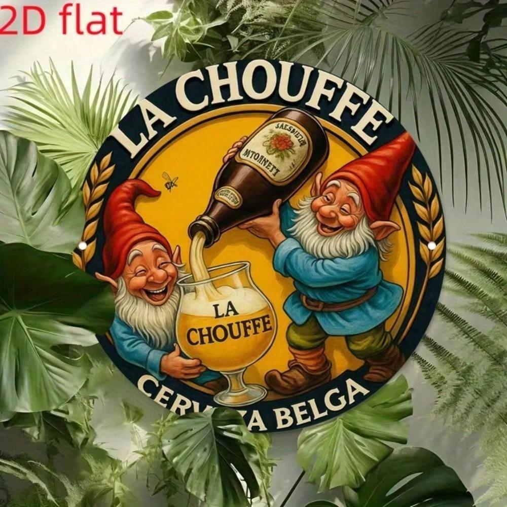 8x8 дюймов La Chouffe Бельгийское Пиво Гном Металлическая Настенная Табличка Ретро Железный Человек Пещера Паб Декор