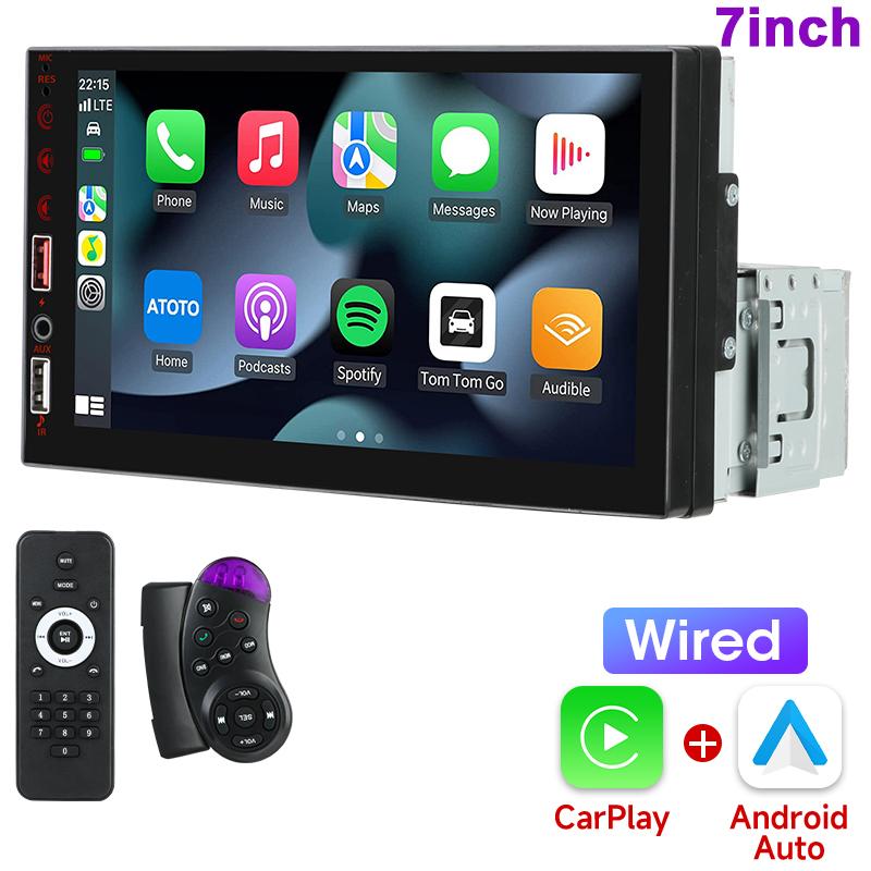 7-дюймовый автомобильный радиоприемник 1 Din MP5 Carplay Android Auto HD Autoradio Multimedia Player Car Stereo Bluetooth USB FM Universal NO 2Din