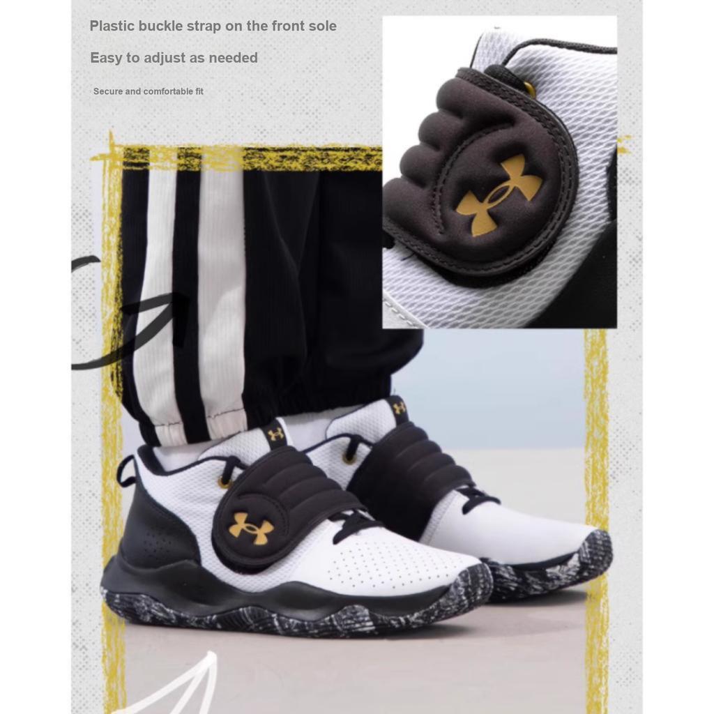 Under Armour Кроссовки Zone BB GS белые черные золотые детские 3024262-102