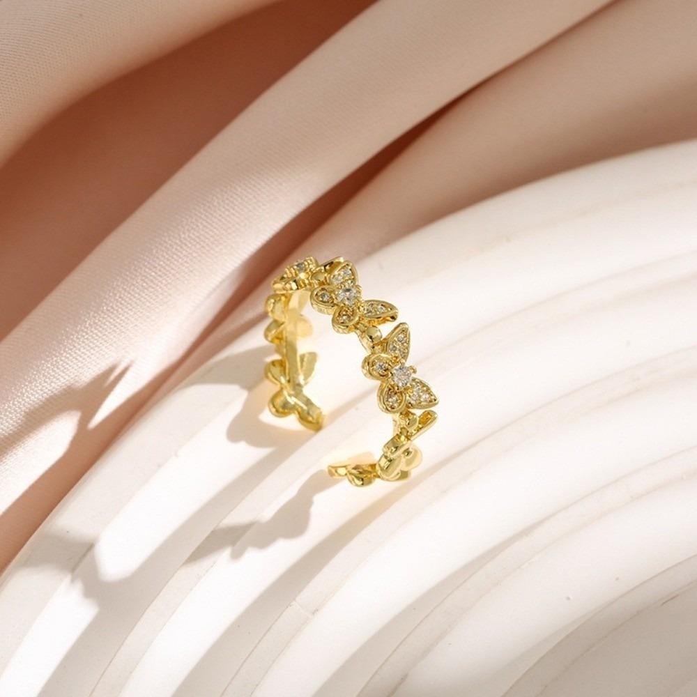 Minimalist Style Butterfly Rings Vintage Finger Rings Stackable Zircon Rings Women