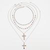 3Pcs/Set Colorful Crystal Cross Pendant Necklace for Men Hip Hop Adjustable Choker Collar Chain Christian Jewelry Accessories