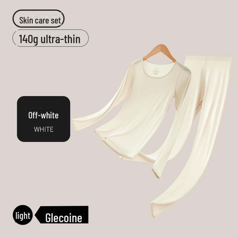 Женский ультратонкий бесшовный термобелье — телесного цвета, высокая эластичность, невидимое тепло, идеально подходит для осени и зимы.