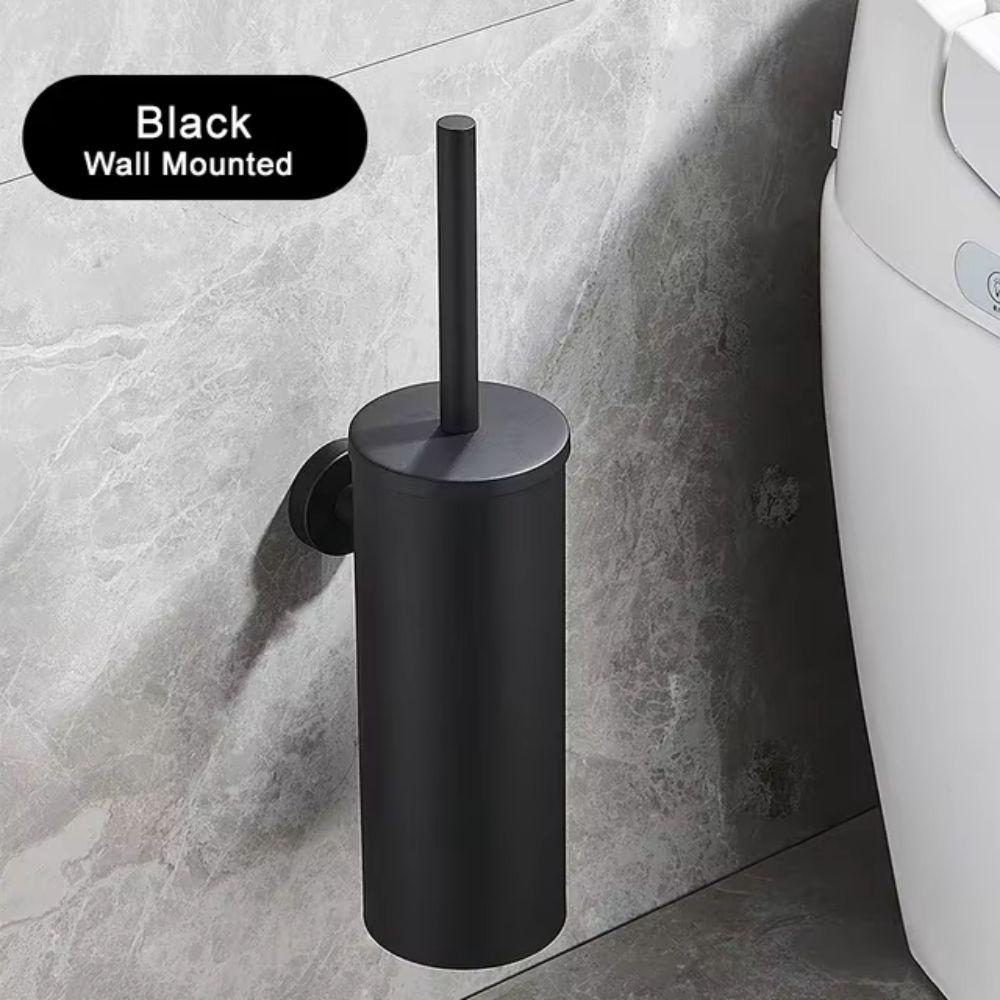 Stainless Steel Toilet Brush with Base No Drill Bathroom Cleaning Tool Toilet Scrubber Bathroom