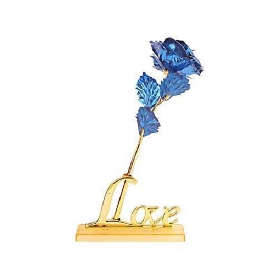 Серебряная коробка с искусственными розами (Синий и Золотой, 1 штука)