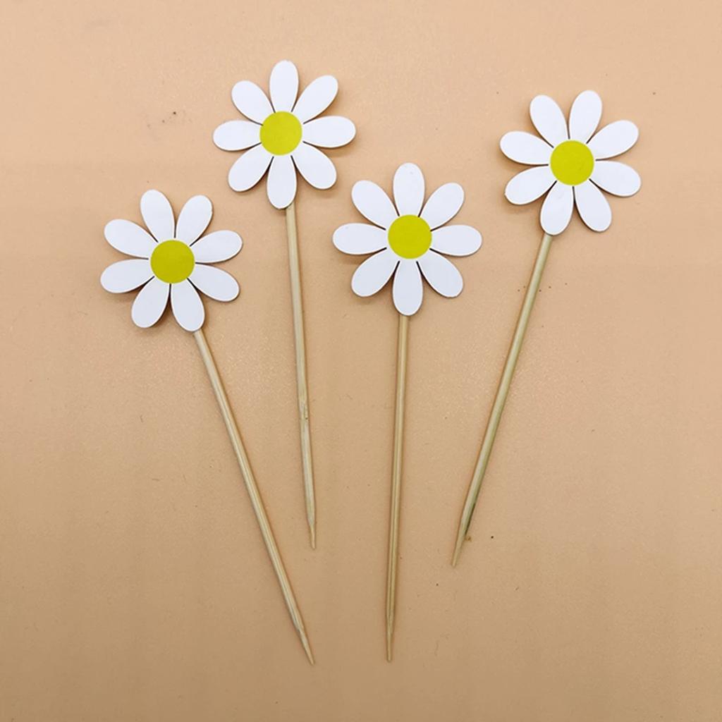 4/10/20pcs Daisy Cake Topper White Daisy Flower Cupcake Toppers Cake Decor Wedding Birthday Party Decoration Supplies