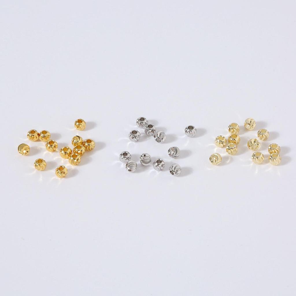 18K Gold-Plated Watermelon Copper Twill Stripe Beads for DIY Jewelry