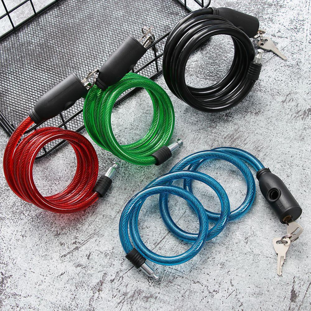 Chain Cable Anti-Theft Steel Spiral Cable Bike Accessories Scooter Safety Bicycle Lock With 2 Keys