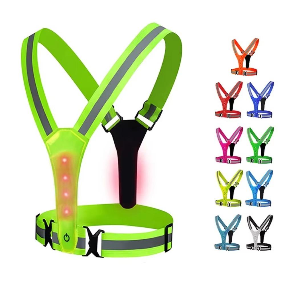 High Visibility Night Running Vest Adjustable Sports Vest for Night Warning Work Fishing