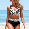 Женский купальник-бикини с бретелькой на бретельках и чернильными полосками, купальник-танкини
