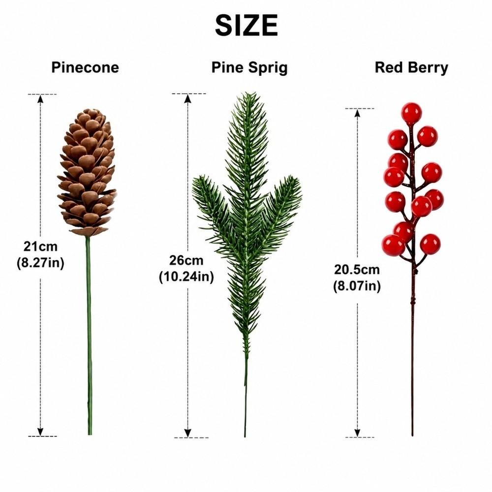 10Pcs Plastic Material Christmas Berry Stems Decorative Branches Holiday Decor