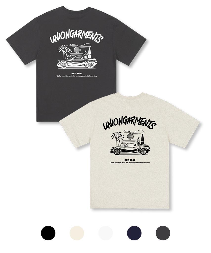 UNION GARMENTS Свободная футболка с коротким рукавом для серфинга в открытой машине, 5 цветов
