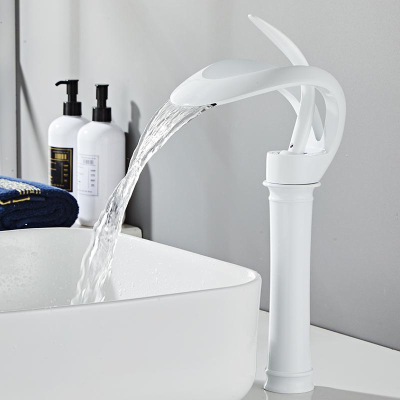 Tuqiu Bathroom Basin Faucet Black Bathroom Faucet Brass Creative Grey Sink Mixer Tap Hot & Cold Waterfall Basin Faucet