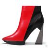 Модный бренд Подиумный стиль Смешанный цвет Банкетные Короткие ботинки из коровьей кожи Сексуальные Остроносые Водонепроницаемые Платформа Необычный Высокий каблук Ботильоны 40