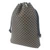 [Inden-ya] Inden 230-Count Drawstring Bag with Gusset, Deerskin Leather, Black with White Lacquer, Wave and Scale Pattern, 3007-11-118