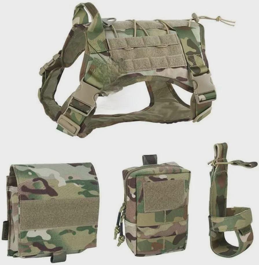 1000D Водонепроницаемый тактический камуфляжный жилет K9 для дрессировки крупных собак