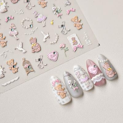 Медведь Яркие Кристальные Наклейки Для Ногтей Милые Наклейки DIY Творческий Декор
