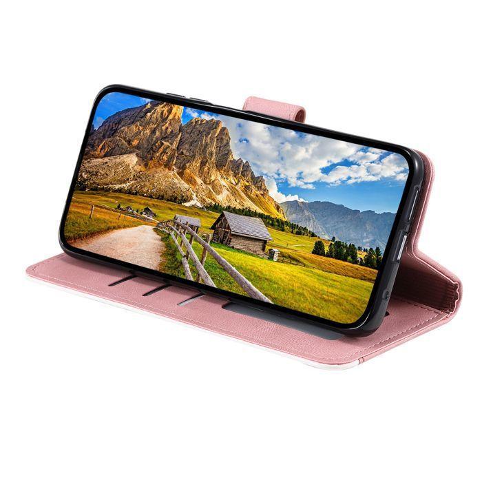 Étui portefeuille pour Samsung Galaxy A17 (4G & 5G) - Coque rabat - Cuir synthétique - 3 fentes cartes - Support intégré - Rose
