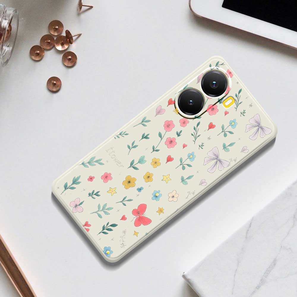 For Xiaomi Redmi Turbo 4 5G/Poco X7 Pro 5G Case Floral Bow Pattern Printing Straight Edge TPU Phone Back Cover