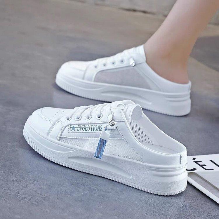 Повседневные спортивные полутапочки с носком, женские летние новые дышащие легкие тапочки с кружевной сеткой, смешанная партия