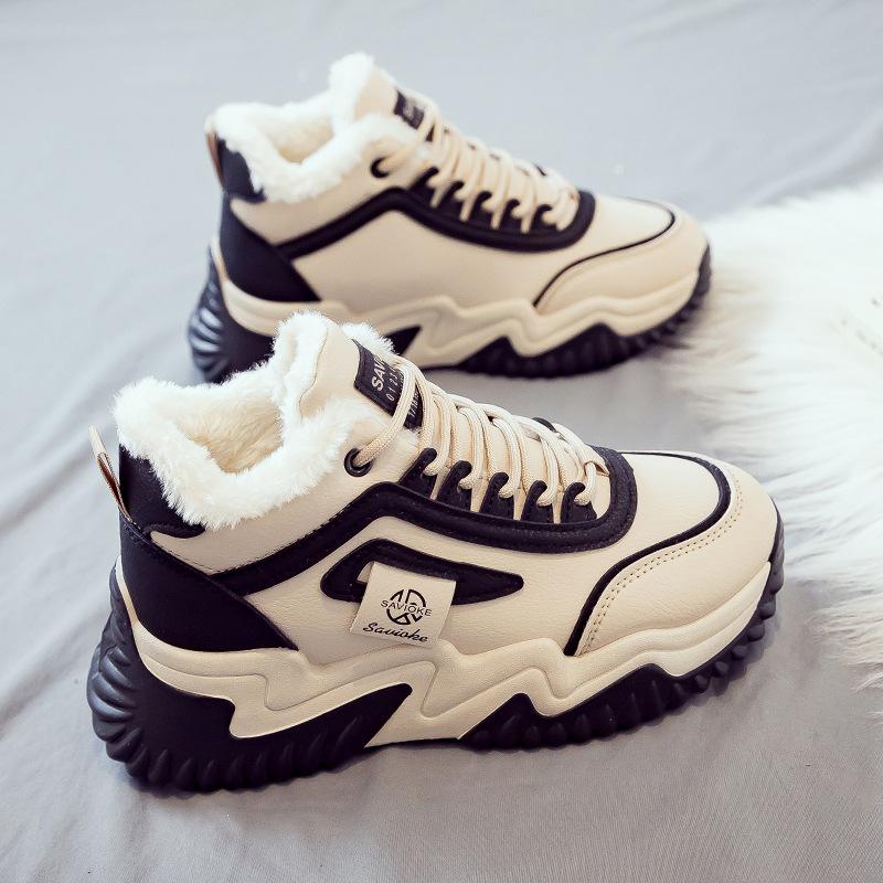 Хлопковые кроссовки с высоким верхом для женщин Зимние Новые Универсальные Спортивные Вулканизированные Повседневные Кроссовки для Папы Платформа Де Мухер