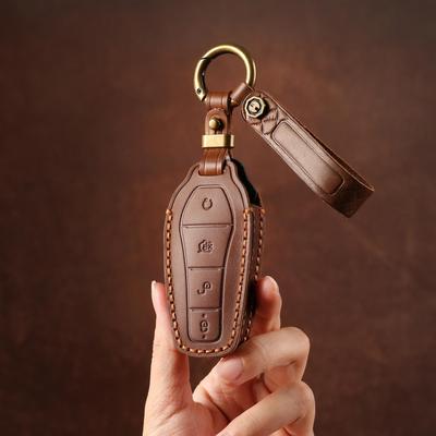 Чехол для автомобильного ключа BYD: Натуральная кожа для моделей Qin, Tang, Song, Dolphin, Seal, Destroyer