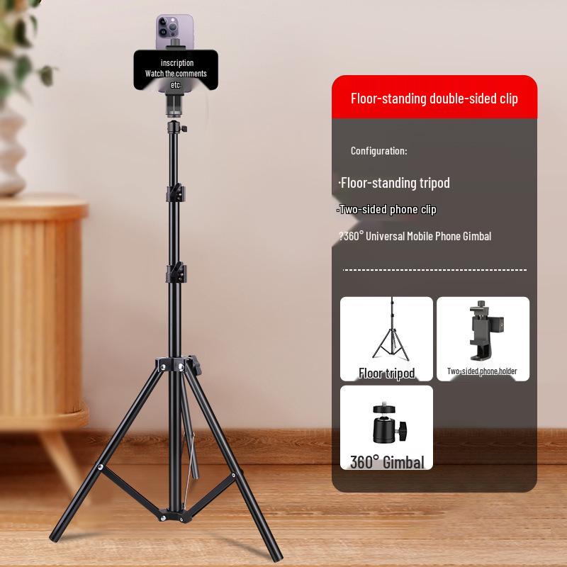 Dual-Camera Mobile Teleprompter Stand for Live Streaming - Portable Handheld & Desktop Universal Stand