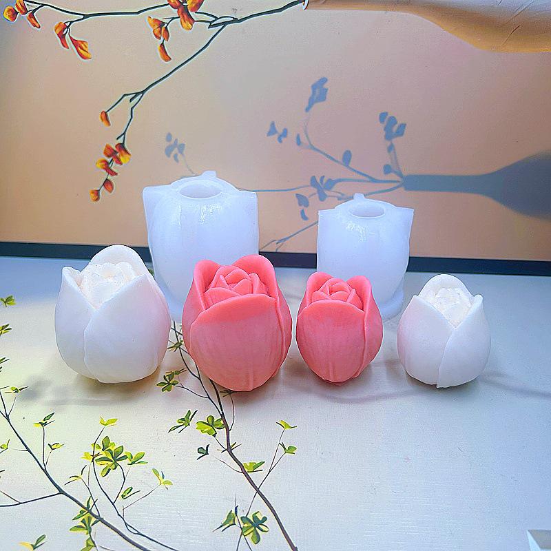 Tulip Flower Candle & Chocolate Cake Mold for DIY Aromatherapy & Baking Decorations