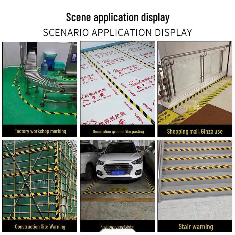 Black and Yellow PVC Warning Tape for Floor Marking and Fire Protection