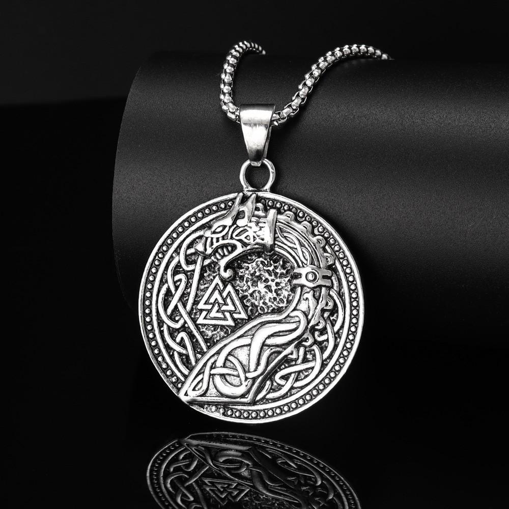 Nordic Viking Wolf Head Men's Hip-hop Necklace Ins High-end