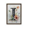 Plakat Litera "I" Z Kwiatami Plakat Litera "I" Z Kwiatami, 70X100 Cm, Rama Drewniana Jasny Dąb, Papier Matowy 230 Gsm
